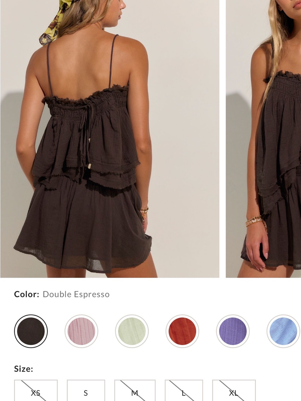 Free People Double Espresso Smocked Strap Mini Dress - Picture 2 of 2